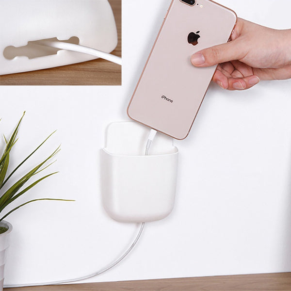 Wall-mounted storage for mobile with charging dock. Wall-mounted storage for mobile with charging dock.